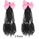 2Packs Kid Ponytail Braid Hair Extensions With Curly Ends Protective Hairstyle For Kids Adorable Gifts For Girls Detachable Hairpiece With Bow (Pink Bow, Box-12inch)
