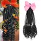 2Packs Kid Ponytail Braid Hair Extensions With Curly Ends Protective Hairstyle For Kids Adorable Gifts For Girls Detachable Hairpiece With Bow (Pink Bow, Box-12inch)