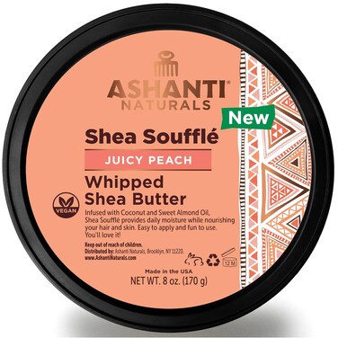 Scented Whipped Shea Butter for Skin   African Body Butter for Women w/Coconut, Almond Oil (Juicy Peach Souffle, 8 oz)