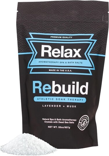 Relax Spa &amp; Bath, Aromatherapy Bath Salts, Epsom Salt Bath Soak, Dead Sea Salt for Soaking, Hot Tub Spa Aromatherapy, Bath Crystals with Vitamins &amp; Minerals, Rebuild Athletic Soak Therapy by Relax