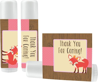 12 Fox Lip Balm Favors for Girl - Woodland Baby Shower Favors - Girl Fox Baby Shower - Woodland Birthday Favors - Fox Birthday Favors