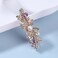 Pearl Rhinestone Wedding Floral Hair Clip with Gold Bling Bridal Headpiece for Women and Girls Gifts (Gold with Purple)