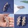 Pearl Rhinestone Wedding Floral Hair Clip with Gold Bling Bridal Headpiece for Women and Girls Gifts (Gold with Purple)