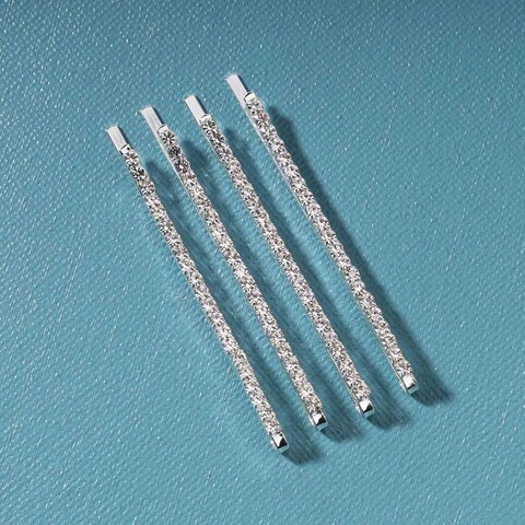 Rhinestone Hair Clip Barrette Silver Crystal Wedding Hair Pin Clip French Barrette Headpieces Decorative Bobby Pins Head Clip Wedding Headwear Bridal Hair Accessories for Women and Girls Gifts 4 Pcs