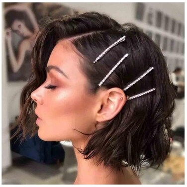 Rhinestone Hair Clip Barrette Silver Crystal Wedding Hair Pin Clip French Barrette Headpieces Decorative Bobby Pins Head Clip Wedding Headwear Bridal Hair Accessories for Women and Girls Gifts 4 Pcs