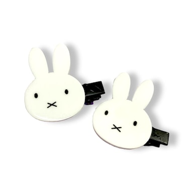 KOZUKI Hair Clip, Bunny Hair Clip, Japanese Hair Claw, White, Small (Pack of 2)