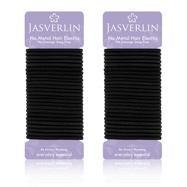 Black Elastics Hair Ties, Ponytail Holders No Metal Hair Bands Scrunchies Braid Accessories for Women Girls Thick Damage-free 4mm 50 Pieces