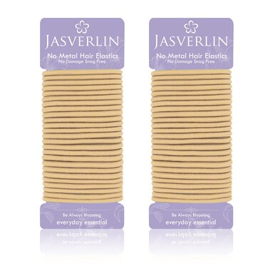 Blonde Hair Ties Elastic for Women, No Metal 4mm Hair Tying Bands Ponytail Holders for Braided Thick Long Straight Styling Accessories 50 Pieces (Sandy Blonde)