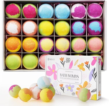 Bath Bombs for Women Gift Set, Briney 24 Organic Essential Oil Bath Bombs for Relaxing, Handmade SPA Bubble Bath Bombs, Birthday Mothers Day Gifts idea for Her/Him, Wife, Girlfriend
