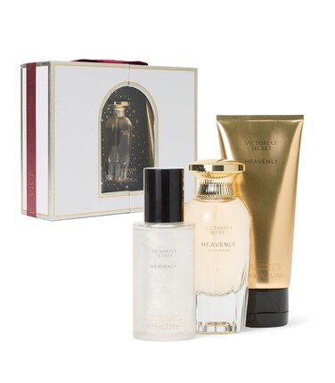 Victoria's Secret Heavenly 3 Piece Luxe Fragrance Gift Set: 1.7 oz. Eau de Parfum, Travel Lotion, &amp; Candle
