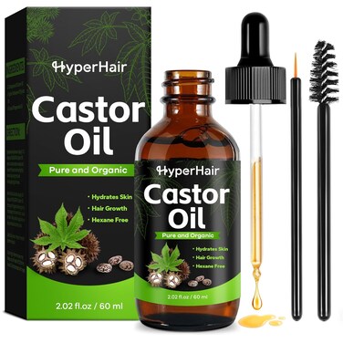 Organic Castor Oil,Cold Pressed Unrefined For Hair, Eyelashes, Eyebrow Growth, Essential Oil, Massage Oil, Hair Nourishing Oil, Deep Massage &amp; Moisturizing For Body