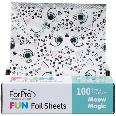 ForPro FUN Meow Magic 5" Foil Sheets, Aluminum Foil, Pop-Up Foil Dispenser, Hair Foils for Color Application and Highlighting Services, Food Safe, 5&rdquo; W x 10.75&rdquo; L, 100-Count