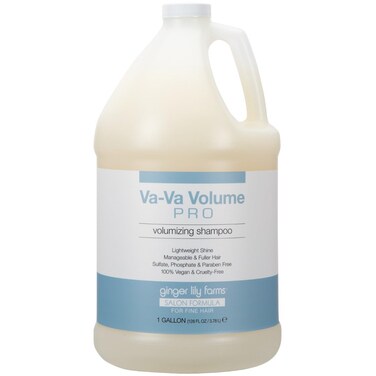 Ginger Lily Farms Salon Formula Va-Va Volume Pro Volumizing Shampoo for Fine Hair, 100% Vegan &amp; Cruelty-Free, 1 Gallon (128 fl oz) Refill