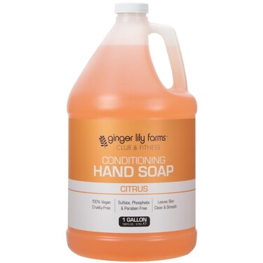 Ginger Lily Farms Club &amp; Fitness Conditioning Liquid Hand Soap Refill, 100% Vegan &amp; Cruelty-Free, Citrus Scent, 1 Gallon (128 fl oz)