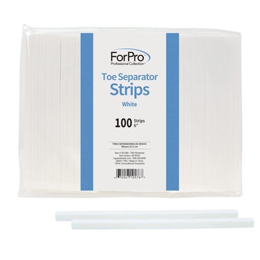 ForPro Toe Separator Strips, Individual Pedicure Toe Separators, 6&rdquo; L, White, 100-Count