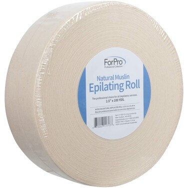 ForPro Premium Natural Muslin Epilating Roll for Body and Facial Hair Removal, Tear-Resistant, Lint-Free, 2.5&rdquo; W x 100 Yards, Natural