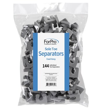 ForPro Professional Collection Sole Toe, Luxurious Foam, Individual Toe Separators for Pedicures, Cool Grey, 144-Count