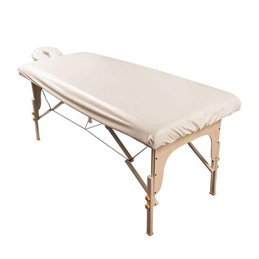 ForPro Professional Collection Waterproof Massage Table Cover, Protective Spa Treatment Sheet Set for Massage Tables, Machine Washable, includes Massage Fitted Sheet and Face Rest Cover, Natural
