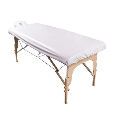 ForPro Professional Collection Waterproof Massage Table Cover, Protective Spa Treatment Sheet Set for Massage Tables, Machine Washable, Includes Massage Fitted Sheet and Face Rest Cover, White