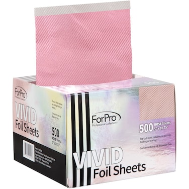 ForPro Professional Collection Vivid Rose Embossed Foil Sheets, Aluminum, Pop-Up Foil Dispenser, Hair Foils for Color Application &amp; Highlighting Services, Food Safe, 5&rdquo; W x 10.75&rdquo; L, 500-Count