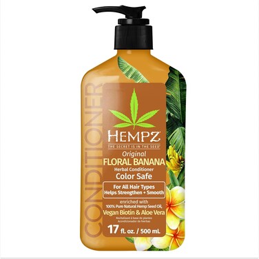 Hempz Biotin Conditioner - Original Light Floral &amp; Banana - For Growth &amp; Strengthening of Dry, Damaged and Color Treated Hair, Hydrating, Softening, Moisturizing - 17 Fl OZ
