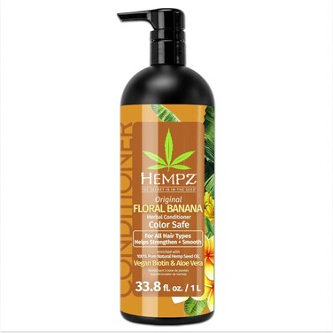 Hempz Biotin Conditioner - Original Light Floral &amp; Banana - For Growth &amp; Strengthening of Dry, Damaged and Color Treated Hair, Hydrating, Softening, Moisturizing 33.8 Fl OZ