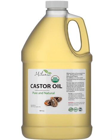 Premium Organic Castor Oil - (64 fl. oz.) 100% Pure and Hexane-Free Cold-Pressed Beauty &amp; Skincare Serum - Eyelash &amp; Eyebrow Hair Growth Enhancer