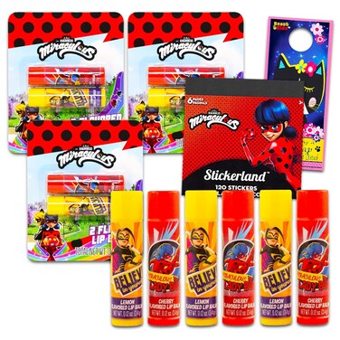 Miraculous Ladybug Lip Balm Set - Bundle with 6 Miraculous Ladybug Lip Balm Tubes, Stickers and More   Cat Noir Lip Balm Kit for Kids