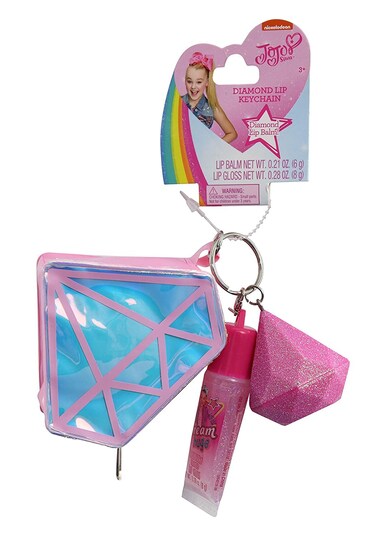 JoJo Siwa Diamond Lip Keychain Gloss, Balm and Coin Purse, Pink (12 Pack)