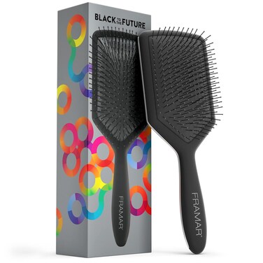 Framar Detangler Brush, Paddle Brush &ndash; Elegant Detangling Brush, No more Tangles Hair Brush &ndash; Hair Brushes for women, men and children (Black)