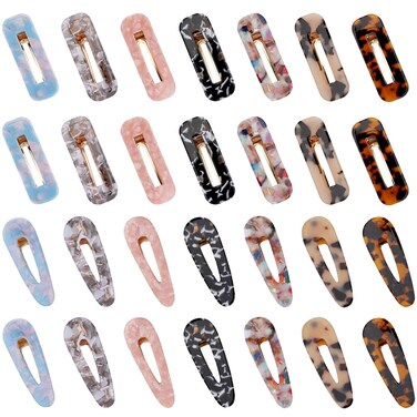 Hedume 28 Pack Acrylic Resin Hair Barrettes, Fashion Geometric Hair Clips for Women Girls Ladies