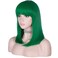 15 Inch Short Straight Green Bob Wig with Bangs   Natural Heat Resistant Synthetic Hair for Women