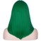 15 Inch Short Straight Green Bob Wig with Bangs   Natural Heat Resistant Synthetic Hair for Women