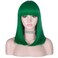15 Inch Short Straight Green Bob Wig with Bangs   Natural Heat Resistant Synthetic Hair for Women