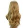 Women's Long Curly Body Wavy Heat Resistant Blonde with Highlights Wig Synthetic Full Hair Wig Inclined Bangs for Women