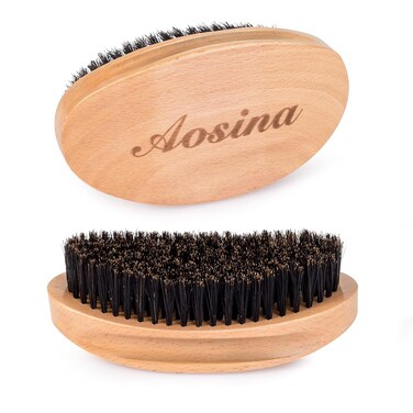 Wave Brush for Men 360, Natural Boar Bristle Hair Brush for Women's Grooming and Hair Styling,Curved Palm Hair Brush for Black Men