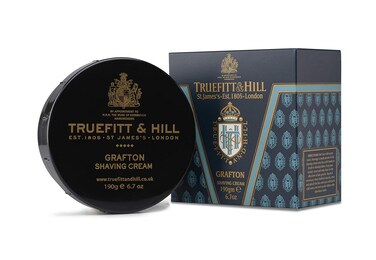 Truefitt &amp; Hill Shaving Cream Bowl - Grafton - Premium Glycerin-Based Lather, Smooth Glide, and Hydration for a Luxurious Shave - 6.7 oz.