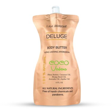 DELUGE coco verbena Body Butter for Women &amp; Men &ndash; 100% Organic Body Butter for Dry Skin - USA Made Natural Body Butter with Long Lasting Hydration &amp; Non-Greasy Finish (6 FL OZ)