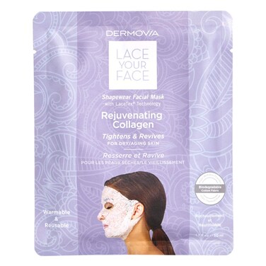 LACE YOUR FACE Patented Compression Facial Mask, AS SEEN ON SHARK TANK, Reusable Biodegradable Cotton Anti Aging Skin Care, Rejuvenating Collagen, Single