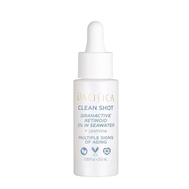Face Serum by Pacifica - Clean Shot Granactive Retinoid 5% Solution &ndash; Anti-Aging Facial Serum with Advanced Retinoid Complex for Fine Lines &amp; Smoother Texture, Vegan &amp; Cruelty-Free, 0.8 Oz