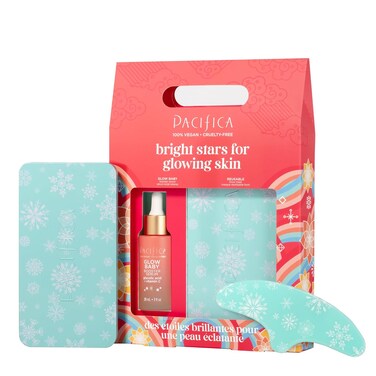 Pacifica Preppy Skincare Gift Set Value Kit for Holidays   Glow Baby Serum and Reusable Mask   Brightening and Hydrating   Full Size