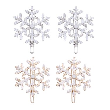 Lurrose 4pcs Hair Clips Christmas Snowflake Hair Pins Hair Barrettes Gold Bobby Pins Hair Accessories Christmas Hair Decoration Headwear Styling Tools for Womens Ladies