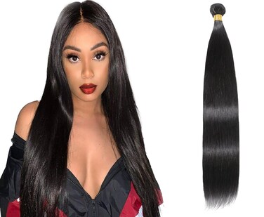 Straight Human Hair Bundles 12A Brazilian Human Hair 1 Bundles 100% Unprocessed Virgin Human Hair Weave Straight Bundles Human Hair Extensions Natural Black Color 30 Inch