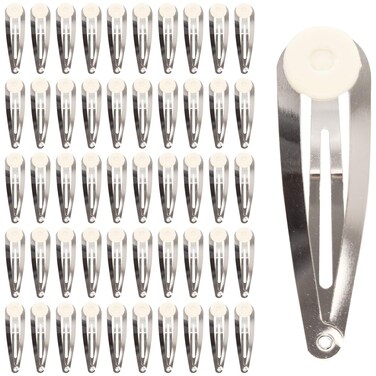 Lawie 50 Pack Bulk 2 Inch 5 CM Glue Pad Snap Metal Hair Clips Barrettes Hairpins Clips Hairgrips Craft DIY Accessories