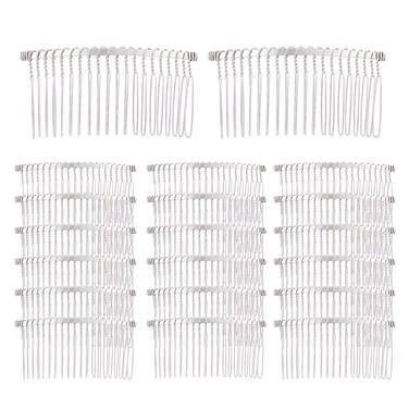 Lawie 20 Pack Bulk 20 Teeth Silver Metal Side Hair Combs Wire Twist Hair Clips Wedding Bridal Veil Combs Decorative Headpiece French Twist Updo Bun Accessories