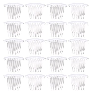 Lawie 20 Pack 4 Inch Clear White Plastic Hair Side Comb With Long Teeth Hairpins Grips Barrettes Clamps Bows for Women Bridal Wedding Veil Decorative Headpiece French Twist Updo Bun Accessories