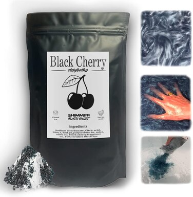 Black Cherry Shimmer Bath Bomb in A Bag - Handmade Scented Bath Bombs for Women,Kids and Men - Bulk Bathbomb Fizzies Perfect for Boys and Girls All Ages (Large, Black)