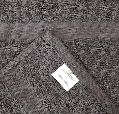 GOLD TEXTILES Cotton Salon Towels (12-Pack, Dark Grey,16x27 inches) - Soft Absorbent Quick Dry Gym-Salon-Spa Hand Towel (100% (Dark Grey)
