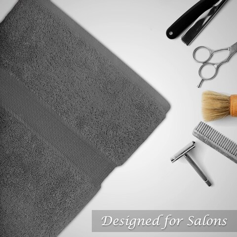 GOLD TEXTILES Cotton Salon Towels (12-Pack, Dark Grey,16x27 inches) - Soft Absorbent Quick Dry Gym-Salon-Spa Hand Towel (100% (Dark Grey)