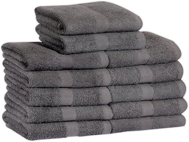 GOLD TEXTILES Cotton Salon Towels (12-Pack, Dark Grey,16x27 inches) - Soft Absorbent Quick Dry Gym-Salon-Spa Hand Towel (100% (Dark Grey)
